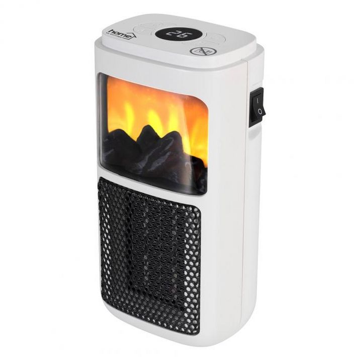 Home FKH 401 hordozható elektromos mini kerámia fűtőtest, 400W, elektronikus termosztát, lángeffekt, fehér - Image 2