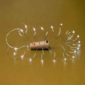 Home MLD 20/WW micro LED-es fényfüzér, 2 m / 20 db melegfehér micro LED, állófényű, átlátszó vezeték, gombelemes, dugó alakú elemtartó, beltéri kivitel