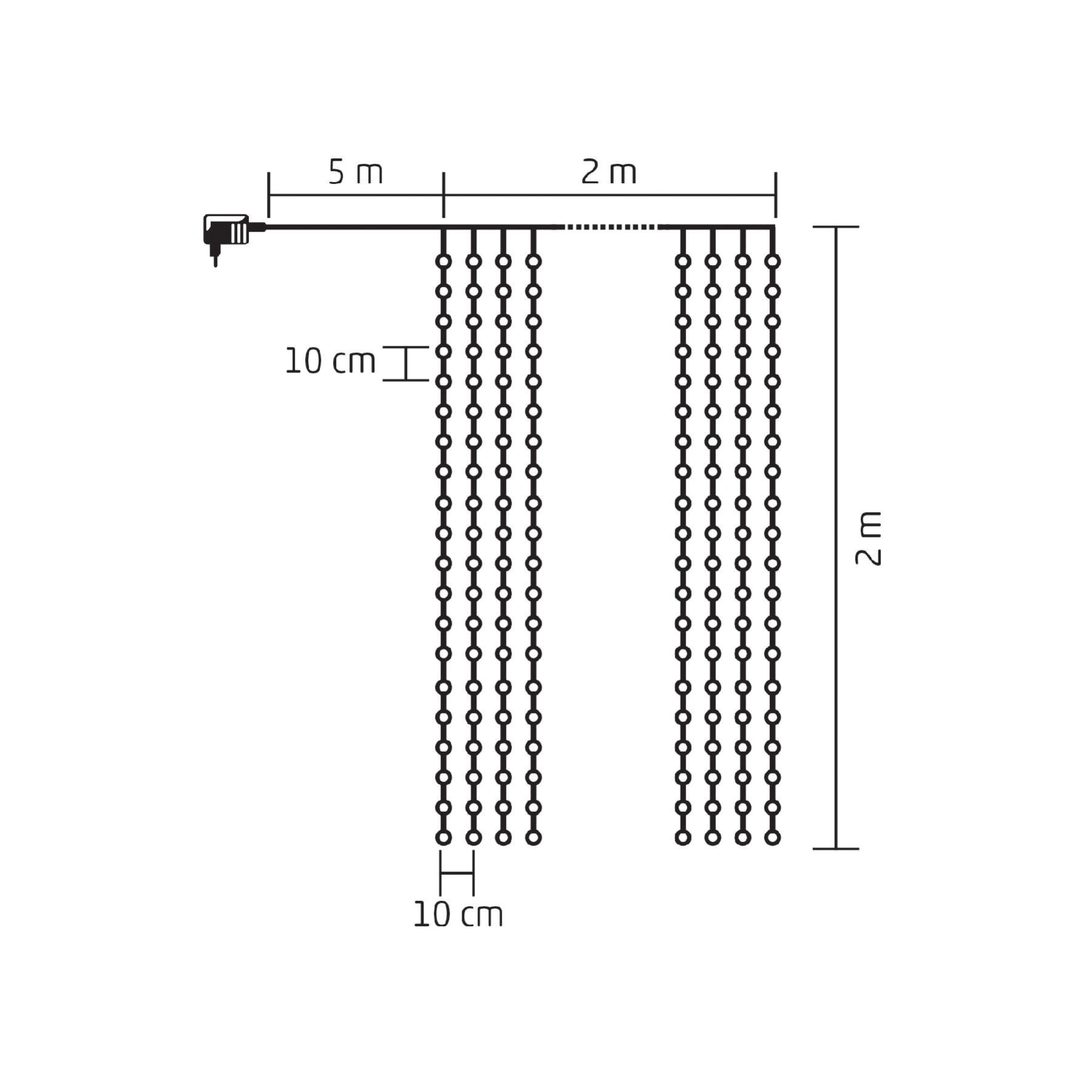 Home MLF 400/WW micro LED-es fényfüggöny, 2x2 m / 400 db melegfehér micro LED, átlátszó vezeték, hálózati adapter, kül- és beltéri kivitel - Image 2