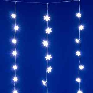 Home KAF50WH LED-es hópehely fényfüggöny, 1,35 m, 50 db hidegfehér LED, hálózati tápellátás, beltéri kivitel