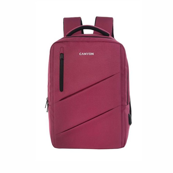 CANYON CNS-BPE5BD1 Urban USB hátizsák 15.6", USB-A port, 22 liter, bordó
