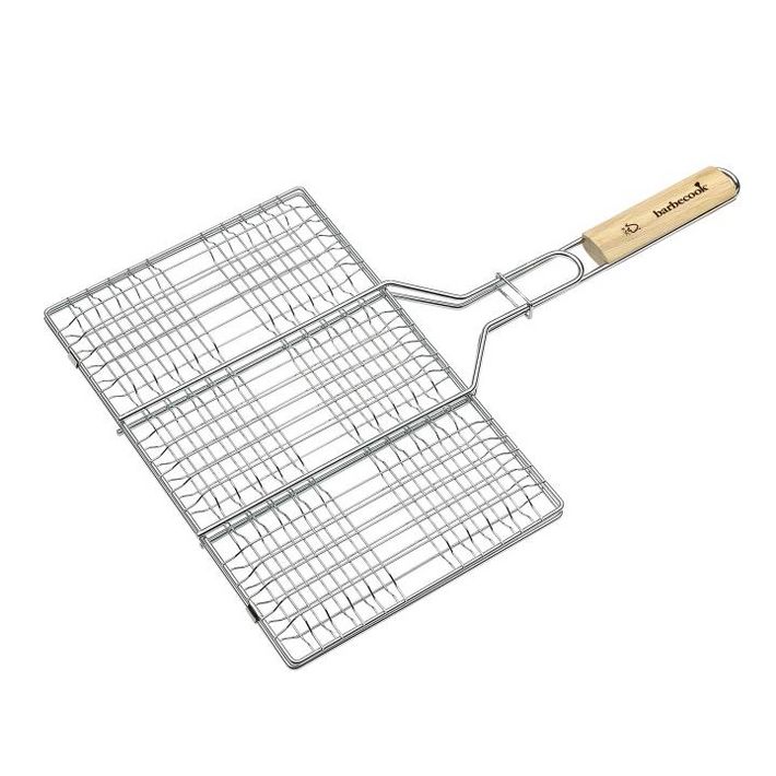 Barbecook BC-ACC-7104 hamburgersütő grillrács, krómozott, fa nyél, 100% FSC, 6db-os - Image 2