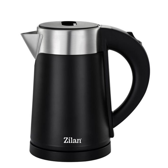 Zilan ZLN3387 vízforraló, 800 W, duplafalú, 0.8l, 360°-ban forgatható, rejtett fűtőszál, jelzőfény, fekete