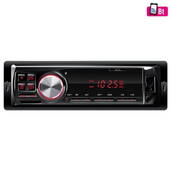 SAL VBT 1100/RD smart autórádió, 4 x 45 W, 4 RCA, FM, BT, USB, SD, AUX, kék LED kijelző és gombok, Android/iOS App - Image 2