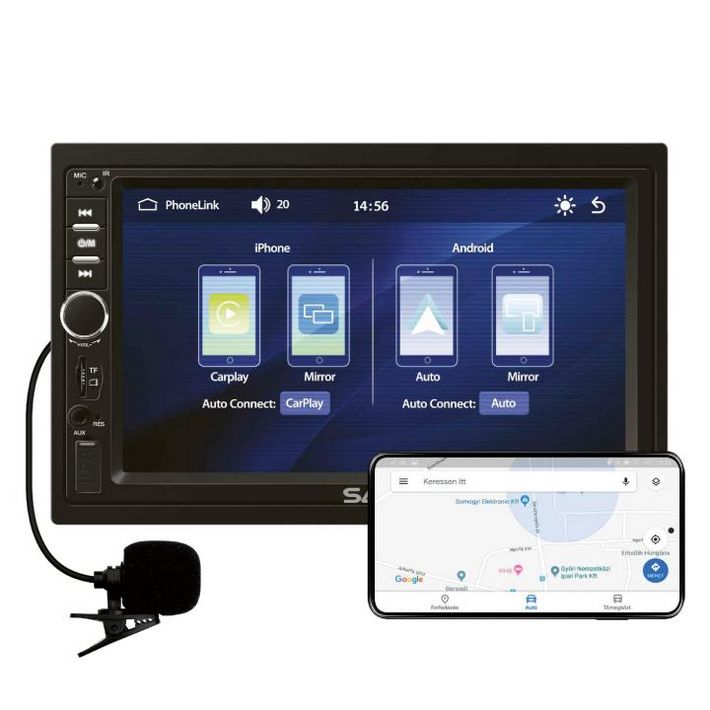 SAL VBX910 autórádió és multimédiás lejátszó, CPAA multimédia, iOS CarPlay és Android Auto, tükrözés, 18cm-es érintő-kijelző, 2xDIN, Bluetooth - Image 2