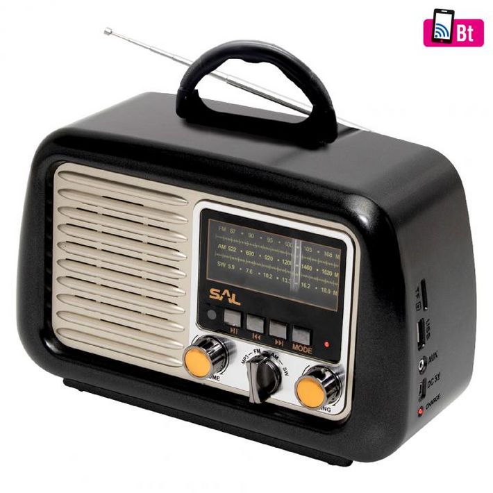 SAL RRT 2B retro táskarádió, multimédia lejátszó, 4 in 1, BT, USB/MicroSD, FM rádió, AUX, ~20 óra üzemidő - Image 2