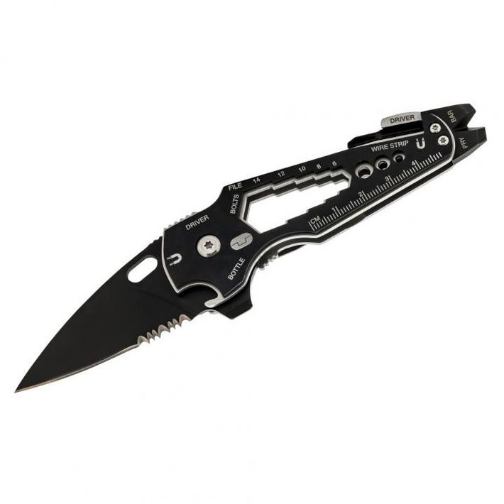 True Utility Smartknife+, TU6869, 15 in 1, mágneses bitfej tartó, kábelcsupaszoló, homokfúvott rozsdamentes acél, 5,5 cm penge - Image 2