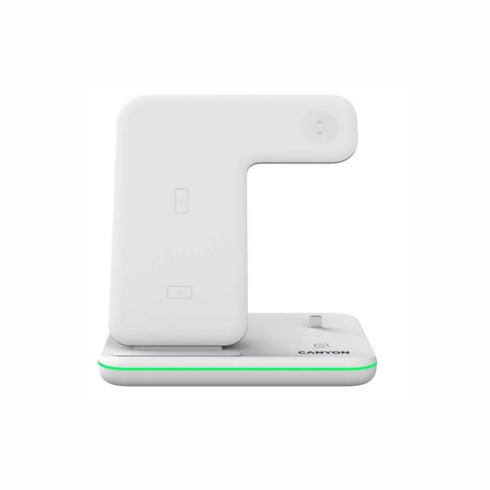 CANYON CNS-WCS302W 3in1 vezeték nélküli töltő, Qi szabvány, micro USB / lightning töltőport, fehér