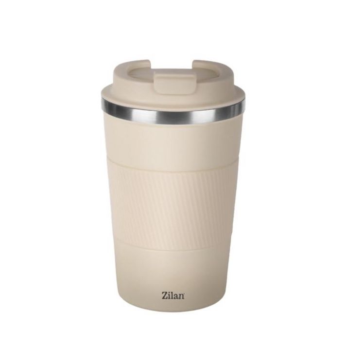 Zilan ZLN9877 pohár termosz, 380 ml űrtartalom, rozsdamentes acél belső, dupla falú, krémszínű