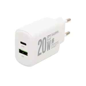 Home SA20PPS USB hálózati gyorstöltő, 20 Watt, 2in1: USB-A + USB-C aljzat, QC + PD + PPS gyorstöltés, GaN technológia