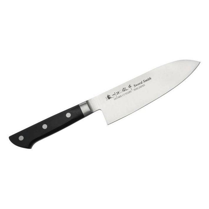 Satake 803-632 Satoru Santoku japán konyhakés, 17 cm penge hossz, rozsdamentes acél, kemény műanyag markolat