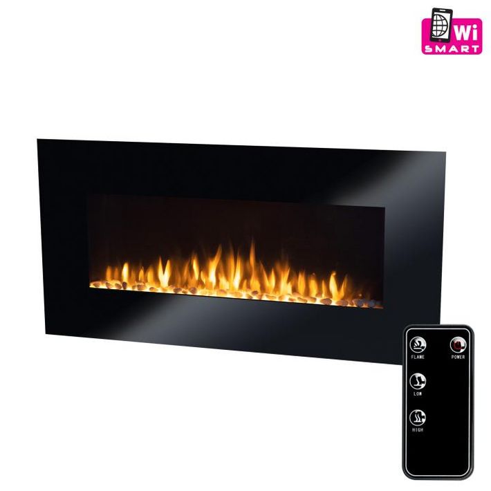 Home FKK 3000 WIFI fali smart elektromos kandalló, 1000W/2000W, heti program, távirányító, edzett üveg előlap, fekete - Image 2