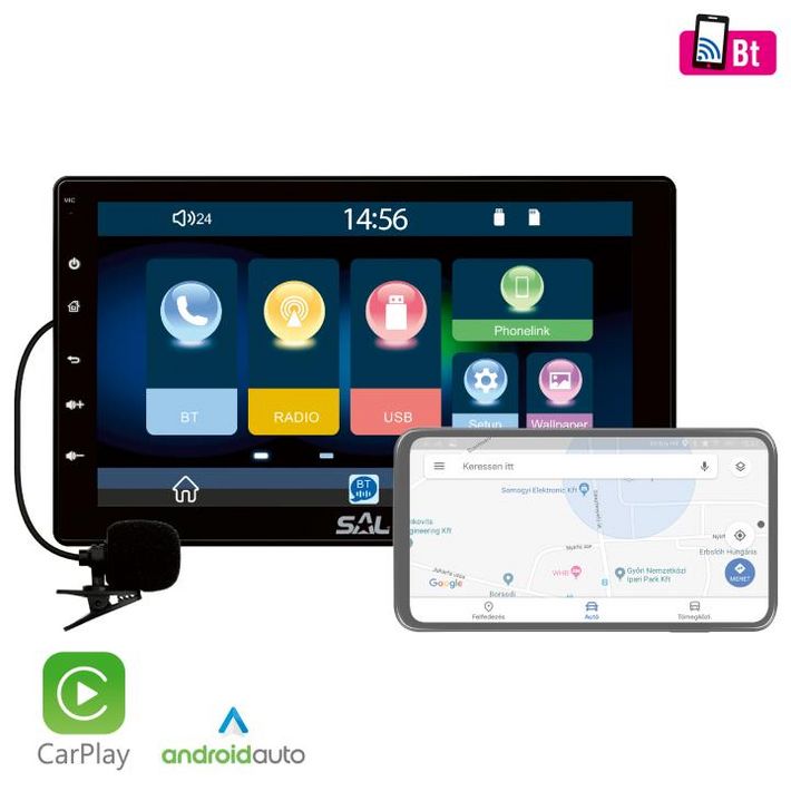 SAL VB X1000 autórádió és multimédiás lejátszó, 4 x 45 W, 2 + 1 RCA, CarPlay, Android Auto, USB Mirror Link - Image 2
