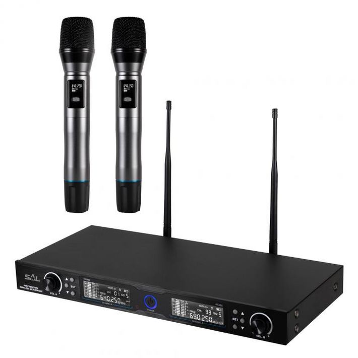 SAL MVN 910 vezeték nélküli mikrofonszett, digitális zajszűrés, 2x100 csatorna, ~140 m hatótáv, UHF frekvenciasáv, rack kompatibilis - Image 2