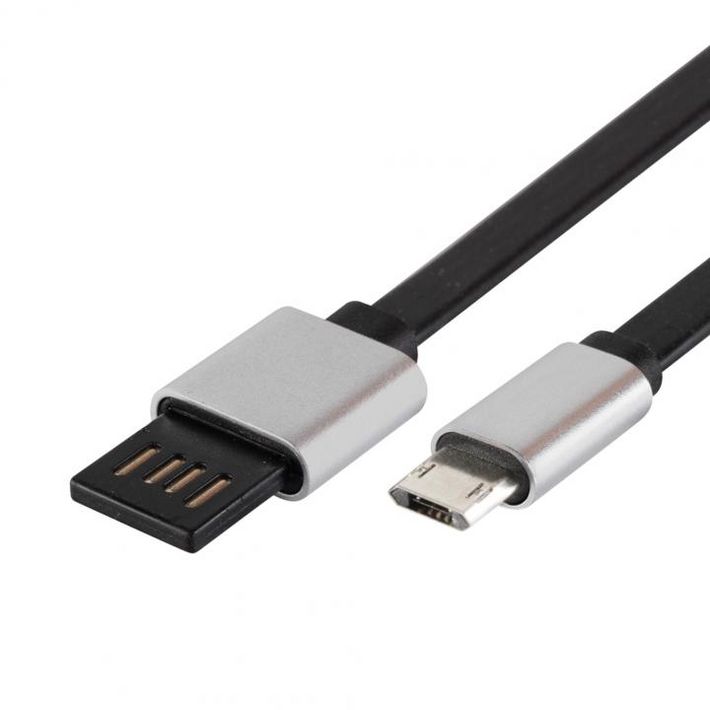 Home USBF 2 töltőkábel, 2 oldalú, fordítható, USB-A dugó, microUSB-B dugó, 2m, 2,1A, adatkábel