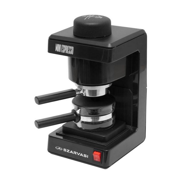 Szarvasi SZV-612/3 Mini Espresso kávéfőző 32862, 800 W, 3.04 bar, üveg kiöntő, hőkorlátozó, hőkioldó, fekete