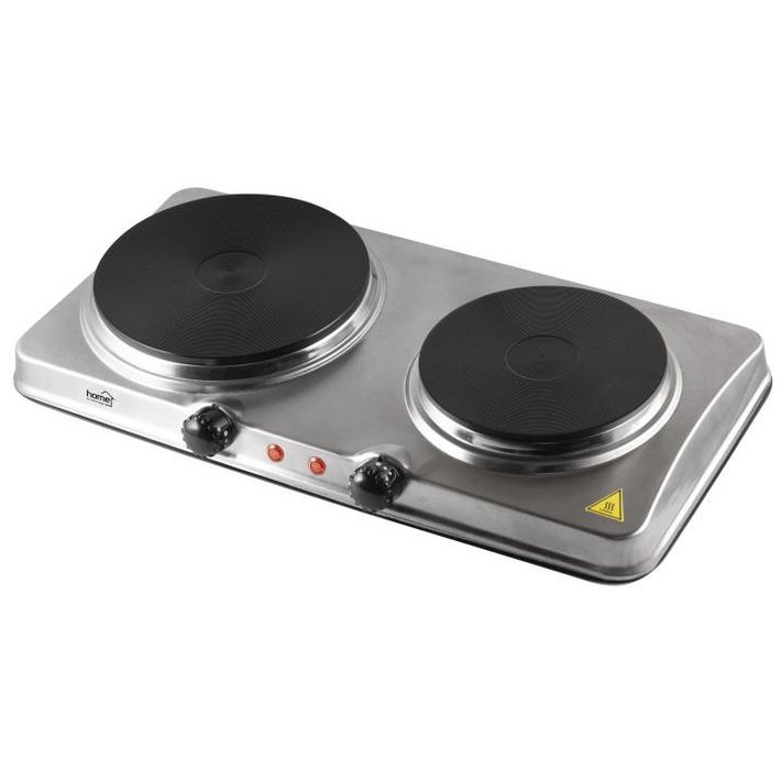 Home HG R 04SS hordozható elektromos főzőlap, dupla, teljesítmény 1000 W + 1500 W, ∅15 cm + ∅18 cm főzőfelület, rozsdamentes készülékház - Image 2
