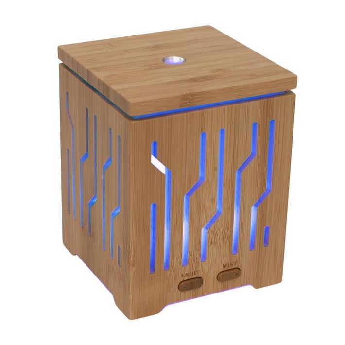 Home AD 200 aromadiffúzor, ultrahangos hidegpárásító, bambusz alapzat és fedél, 200 ml kapacitás, folyamatos színváltás, tartozék hálózati adapter - Image 2