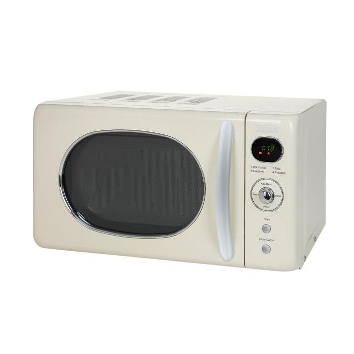 Zilan ZLN1245 retró mikrohullámú sütő, 700 W, 20 liter, 6 fokozat, LED kijelző, gyerekzár, elektronikus vezérlő, bézs