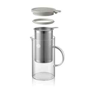 BUYDEEM CD2002/A1 teáskanna, 800 ml, boroszilikát üveg és acél, akár 150°C-ig hőálló