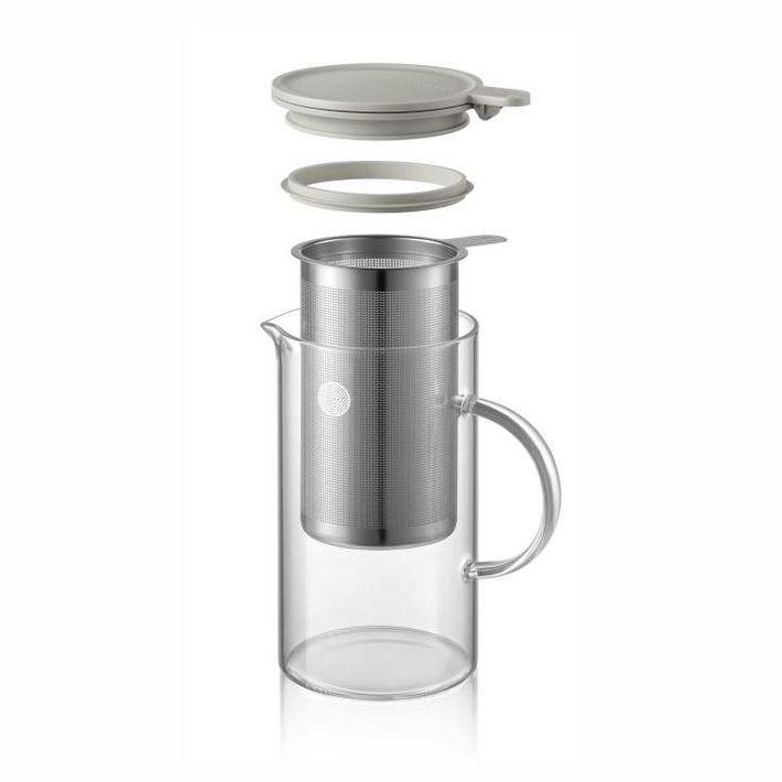 BUYDEEM CD2002/A1 teáskanna, 800 ml, boroszilikát üveg és acél, akár 150°C-ig hőálló