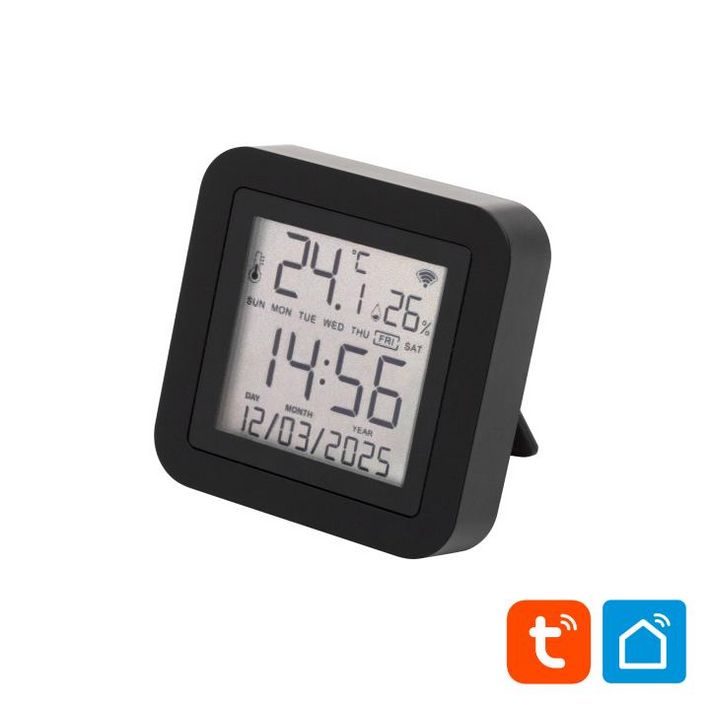 Home HSTHR távirányító, hő- és páratartalom mérő, óra, LCD kijelző, Smart Life, Tuya Smart, okos otthon, telefonos értesítés, automatizálás, eszközvezérlés, ria