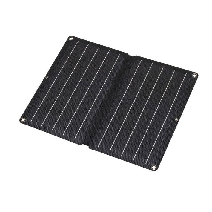 Home MSC10W hordozható napelemes USB töltő, összecsukható, 10Watt, 2xUSB, LED töltésjelző, felakasztható, tartozék karabinerekkel