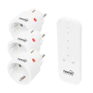 Home TH2313 távirányítható mini hálózati aljzat szett, 2300 W, 3 aljzat + 1 távirányító, 40m hatótáv