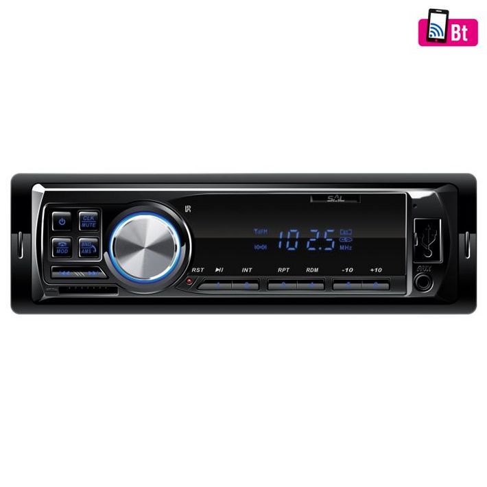 SAL VBT 1100/BL smart autórádió, 4 x 45 W, 4 RCA, FM, BT, USB, SD, AUX, kék LED kijelző és gombok, Android/iOS App - Image 2