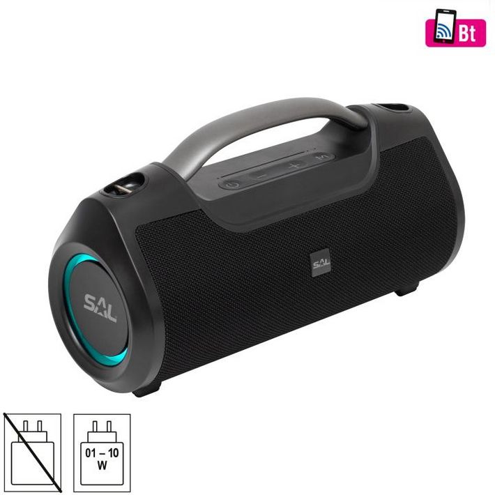 SAL BT 7000 BoomBox, bluetooth kihangosító, 2 x 30 W, BT TWS, 3.5mm AUX, USB, EQ, LED effektek, telefontöltés, USB-C és AUX kábel, vízálló - Image 2