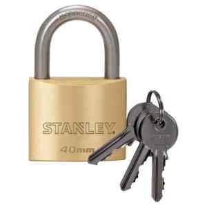 STANLEY S742-031 tömör rézlakat, 40 mm, 3 kulcsos, dupla reteszelés