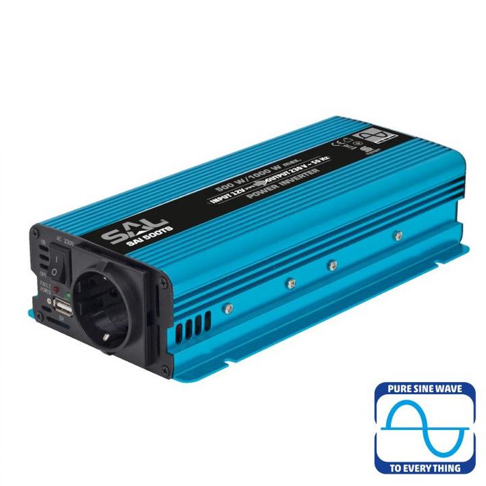 SAL SAI 500TS tiszta szinuszos feszültségátalakító, 500 W, inverter, 2,1 A USB gyorstöltő, gyermekzár - Image 2