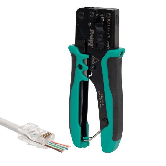 Pro'skit CP-342 UTP-RJ45-8P8C gyorskrimpelő fogó, nyitott végű dugókhoz, biztonsági zár, gyors - Image 2