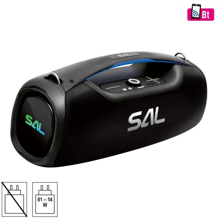 SAL BT9000 hordozható boombox, vezeték nélküli hangszóró, 100 W, IPX5, BT TWS, AUX, USB/microSD, Soft Touch gombok, ~10 h üzemidő, USB-C töltőkábel - Image 2