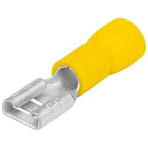 Tracon SCSH6 Szigetelt rátolható csatlakozó hüvely,sárgaréz,sárga 6,3×0,8mm,6mm²