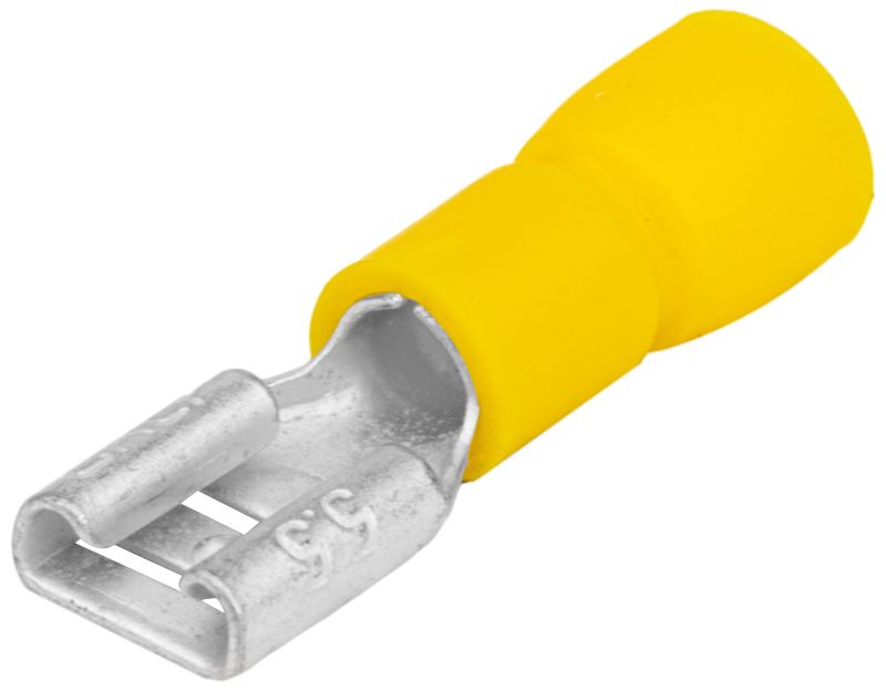 Tracon SCSH6 Szigetelt rátolható csatlakozó hüvely,sárgaréz,sárga 6,3×0,8mm,6mm²