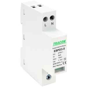 Tracon ESPD3-5-2P T3 AC típusú túlfeszültség levezető,egybeépített Uc:275V; In:5kA; Uoc:10kV; Up:1,2kV; 2P