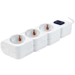 Tracon HKD-3 Hordozható elosztósáv kapcsolóval,fehér 3×SCHUKO,1,4m,max.16A,250VAC,3680W,3x1mm²,H05VV-F