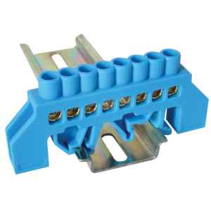 Tracon NPE-B6-8 Szigetelt földelősín,kék 230/400VAC,63A,6×9mm,8P,IP20