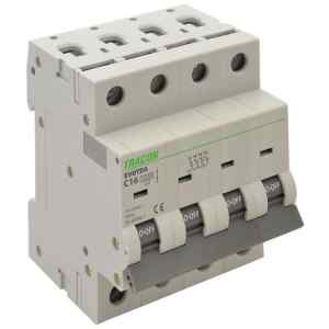 Tracon TDA-4D-4 Kismegszakító, 4 pólus, D karakterisztika, 4A, D, 4P, 10kA