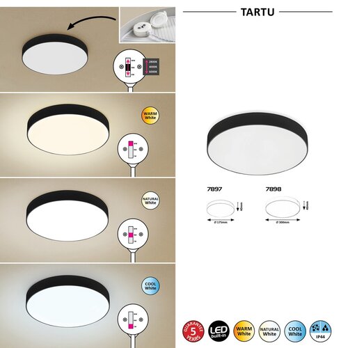 Rábalux 7898 Tartu technikai kültéri mennyezeti lámpa LED 24W IP44 matt fekete - Image 5
