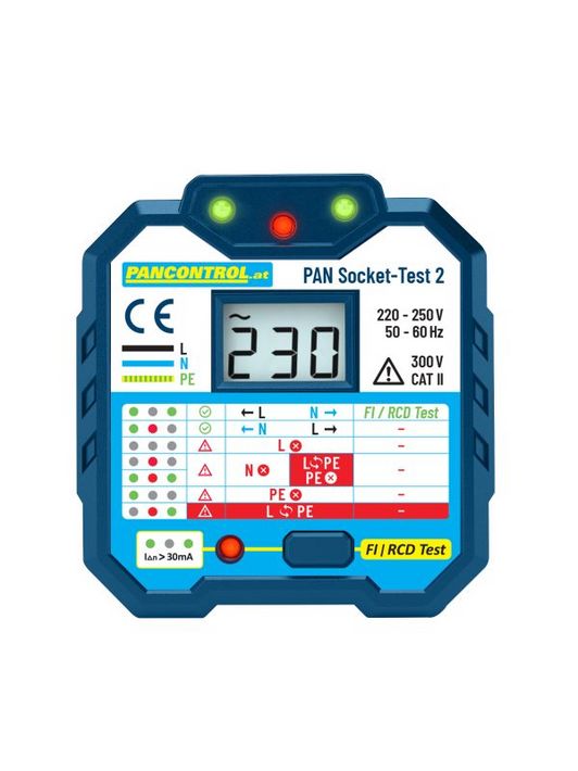 Tracon PANSOCKETTEST-2 Dugaszoló aljzat teszter, 220 - 250 V, CATII-300V