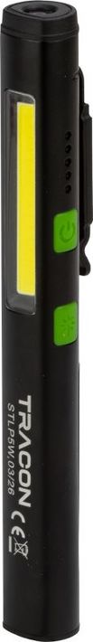 Tracon STLP5W LED kézilámpa, toll forma, cserélhető akkumulátorral, 5/3 W, 400 lm, 3,7 V, 800 mAh, 14500, UV