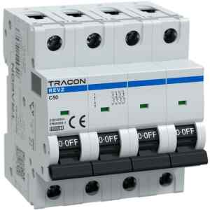 Tracon REVZ4C50 Kismegszakító, 4 pólus, C karakterisztika, 50A, C, 4P, 6kA