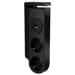 Tracon RECS2USB Asztali aljzat (csiptethető), 2xSchuko, USB-A, USB-C, max. 16A, 230VAC, 3680W, H05VV-F