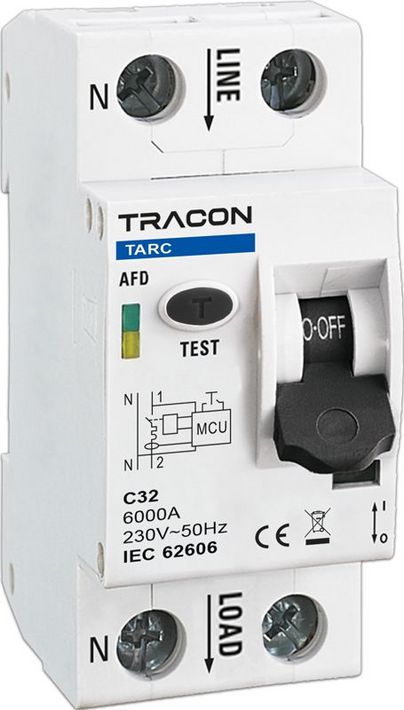 Tracon TARC2C6 AFDD Ív kisülés érzékelő, MCB, C6A, 6kA, 2P