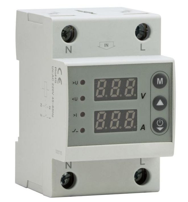 Tracon NARVCD2PN80 Aut. Visszakapcs. fesz. növ./csökkenési relé +túláramvédelem, AC230V, 2P, Imax:80A, U>:230-300V, U<:140-210V, Uon:2-900s
