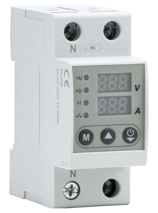 Tracon NARVCD2P80 Aut. Visszakapcs. fesz. növ./csökkenési relé +túláramvédelem, AC230V, 2P, Imax:80A, U>:230-300V, U<:140-210V, Uon:2-900s