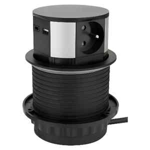 Tracon RE1003USB Asztali aljzat (előugró), 3xSchuko, USB-A, USB-C, max. 16A, 230VAC, 3680W, H05VV-F