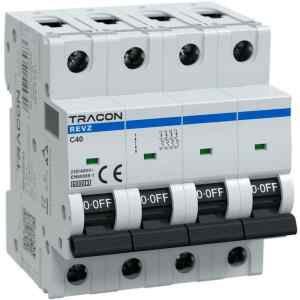 Tracon REVZ4C40 Kismegszakító, 4 pólus, C karakterisztika, 40A, C, 4P, 6kA